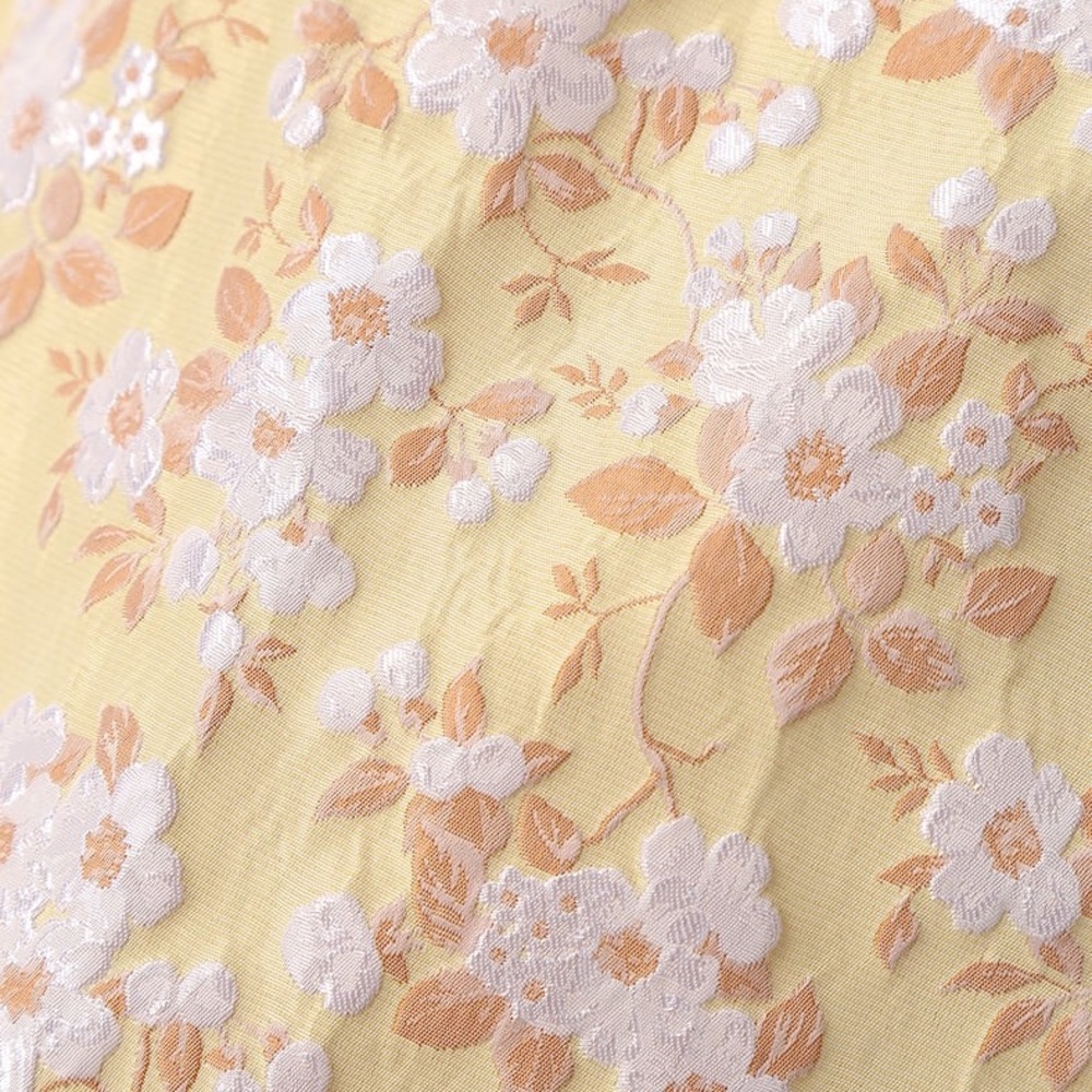 Yellow Floral Jacquard Off-the-Shoulder Mini Dress - Picture 6 of 6